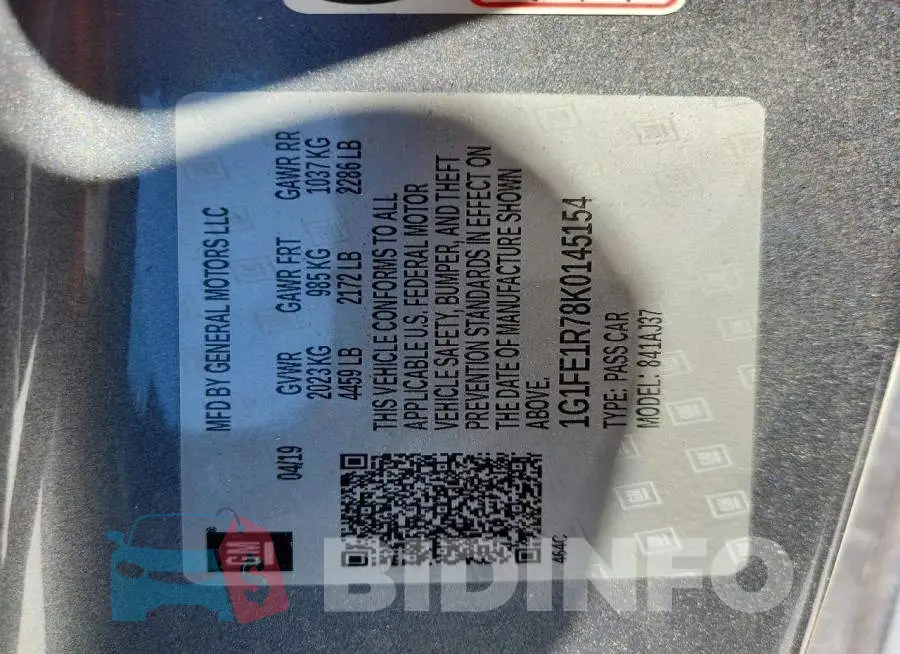 1G1FE1R78K0145154 Photo# 12
