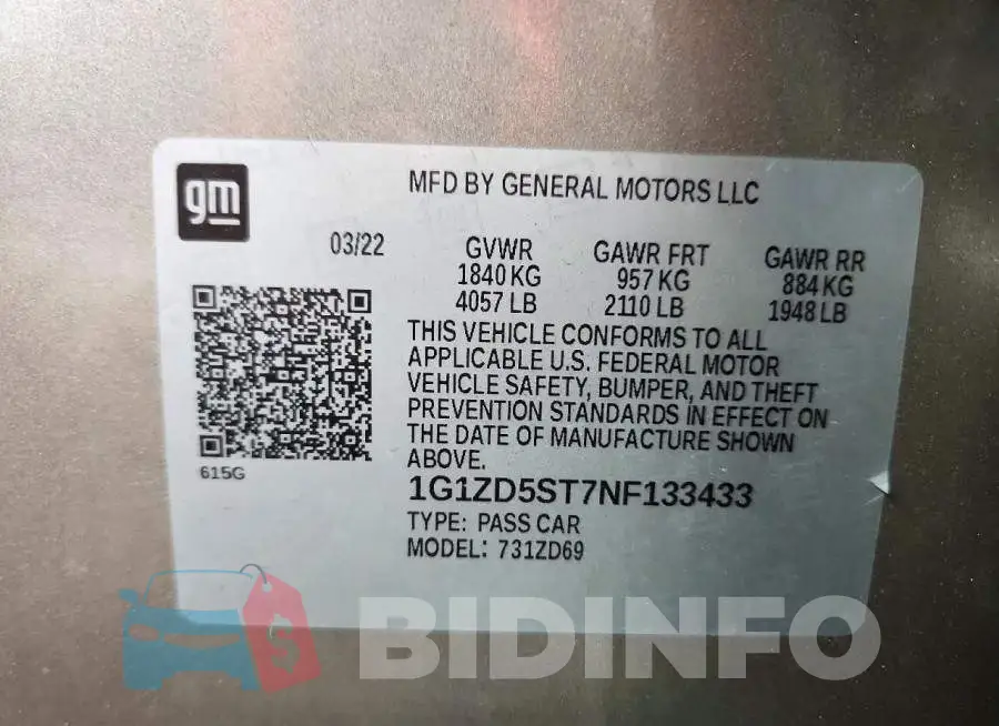 1G1ZD5ST7NF133433 Photo# 12