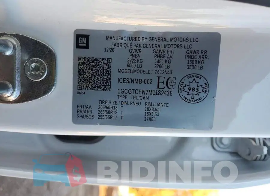 1GCGTCEN7M1182436 Photo# 12