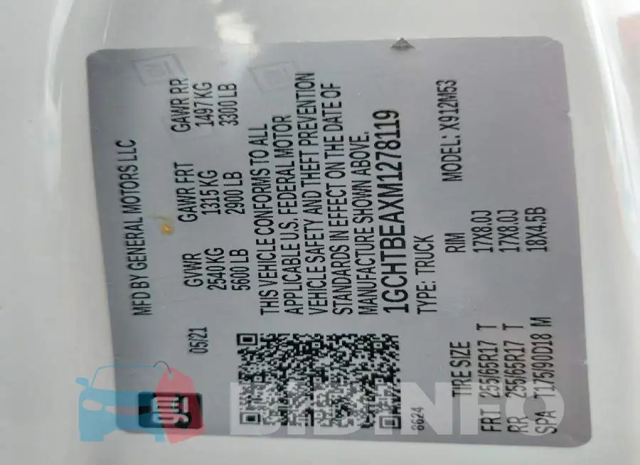 1GCHTBEAXM1278119 Photo# 12