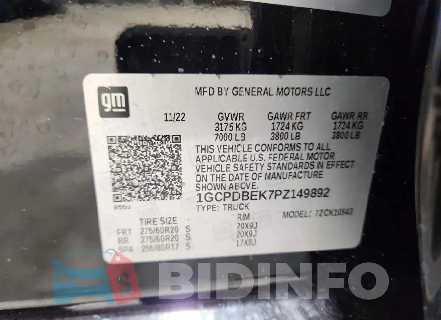 1GCPDBEK7PZ149892 Photo# 12