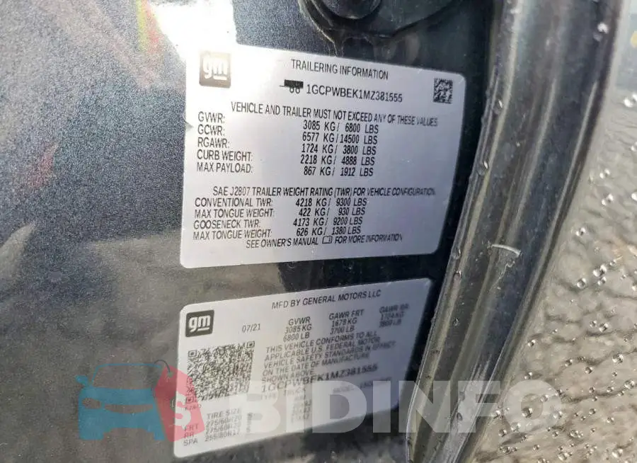 1GCPWBEK1MZ381555 Photo# 12