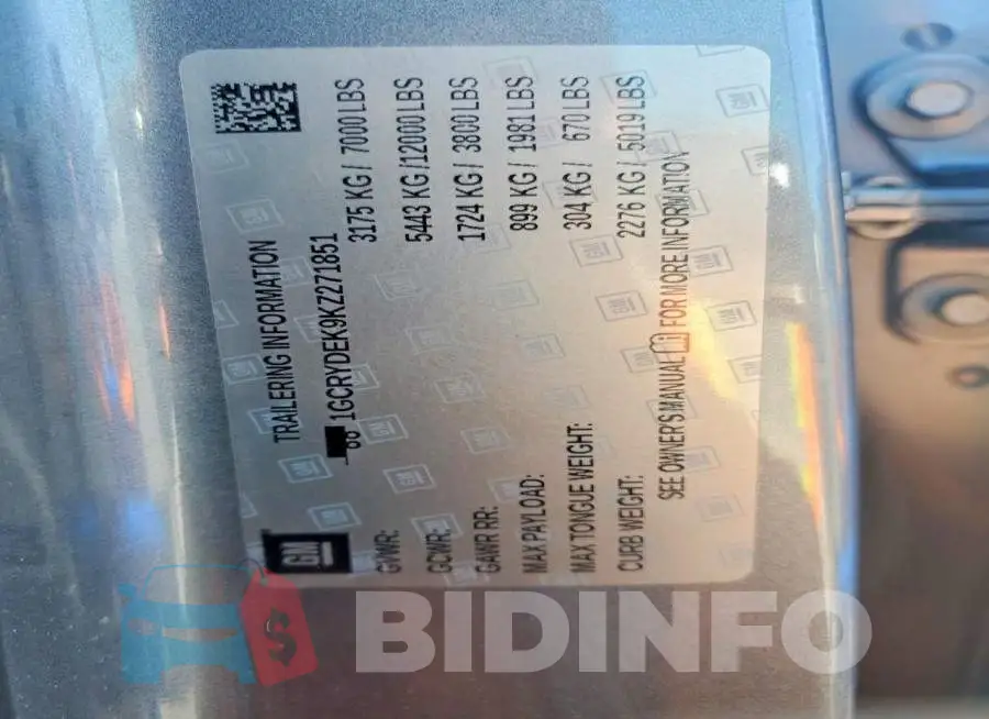 1GCRYDEK9KZ271851 Photo# 12