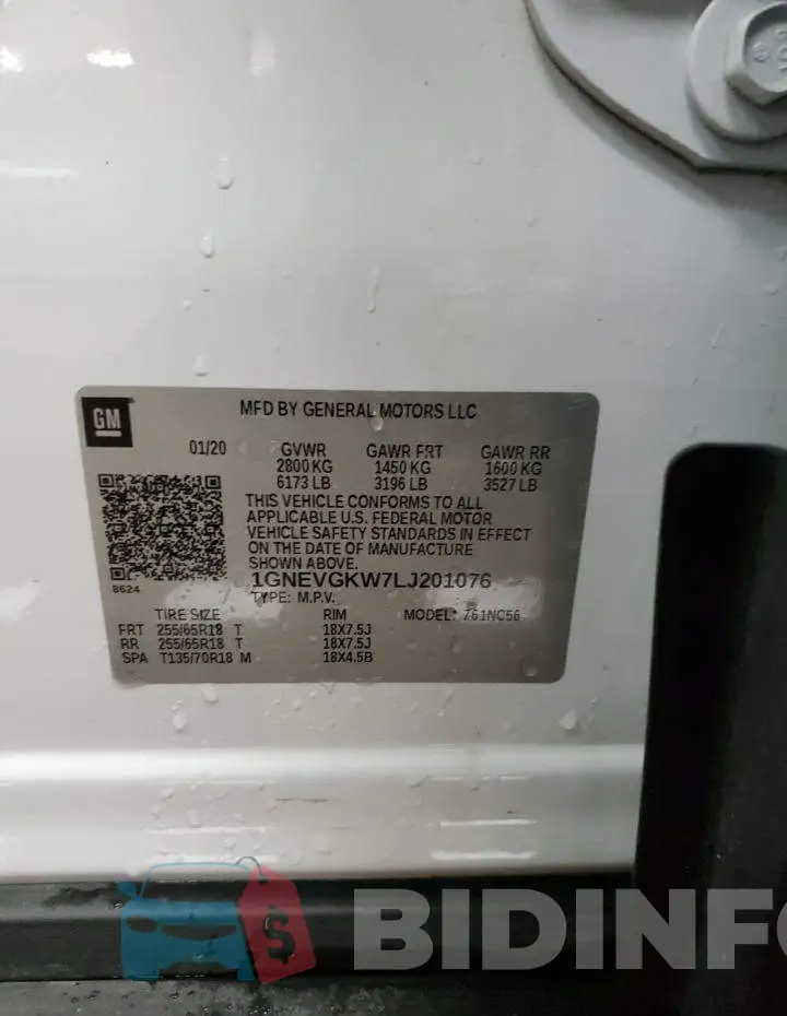 1GNEVGKW7LJ201076 Photo# 13