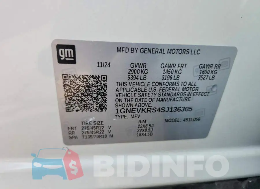 1GNEVKRS4SJ136305 Photo# 14