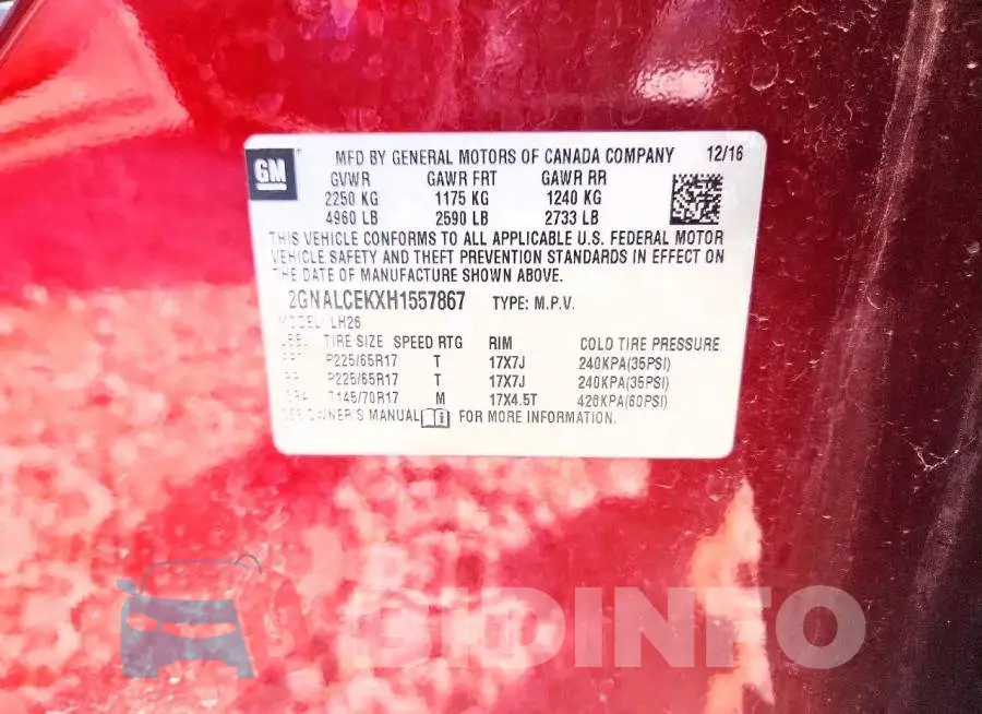 2GNALCEKXH1557867 Photo# 12