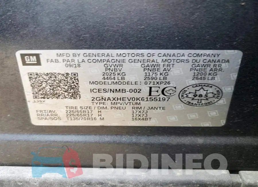 2GNAXHEV0K6155197 Photo# 13