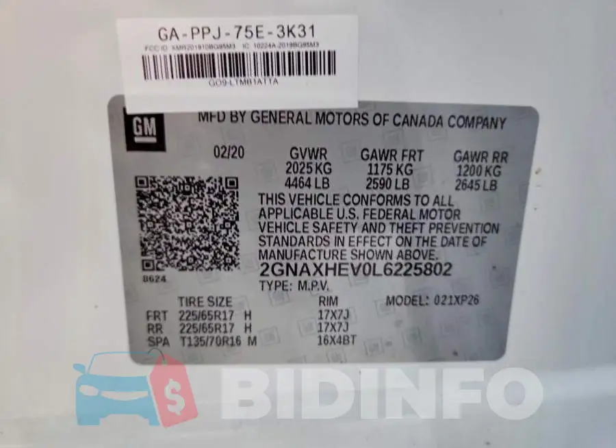 2GNAXHEV0L6225802 Photo# 13