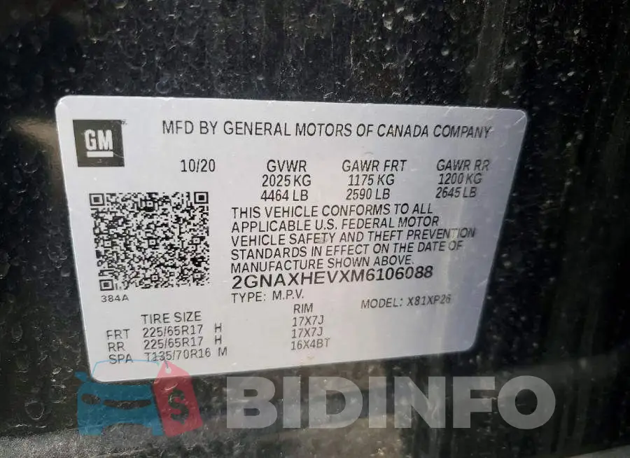 2GNAXHEVXM6106088 Photo# 13