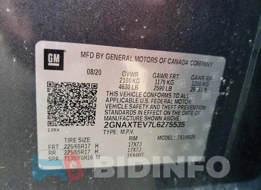 2GNAXTEV7L6275535 Photo# 14