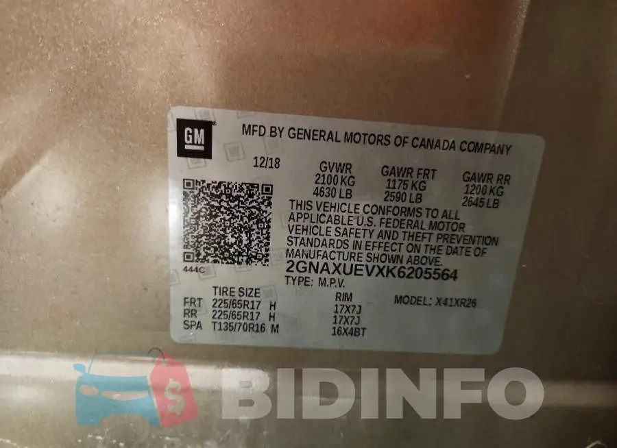 2GNAXUEVXK6205564 Photo# 12