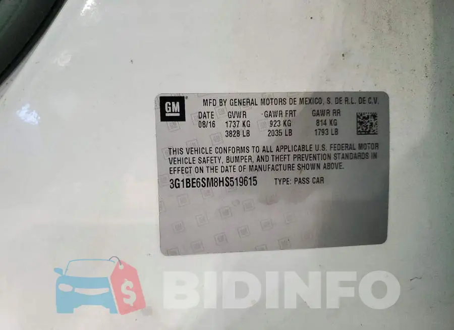 3G1BE6SM8HS519615 Photo# 13