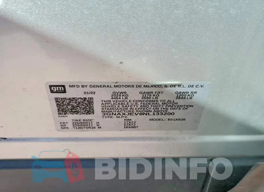 3GNAXJEV8NL133200 Photo# 13