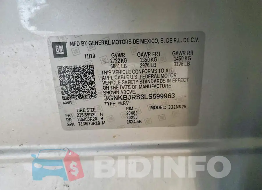 3GNKBJRS3LS599963 Photo# 13