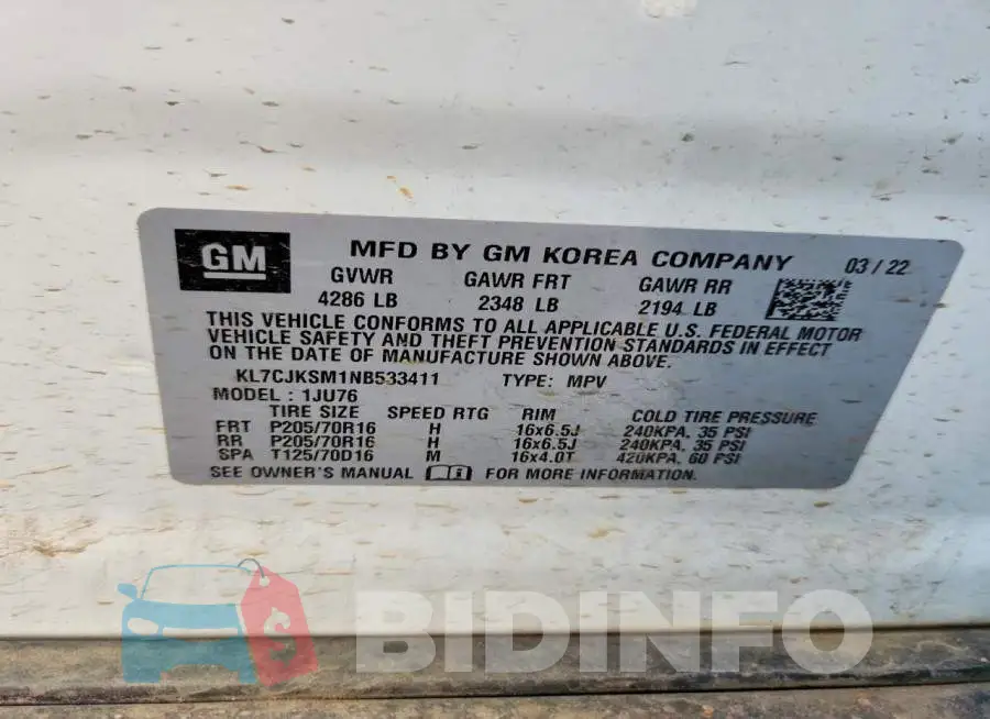 KL7CJKSM1NB533411 Photo# 13