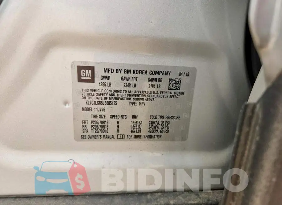 KL7CJLSB5JB685125 Photo# 13