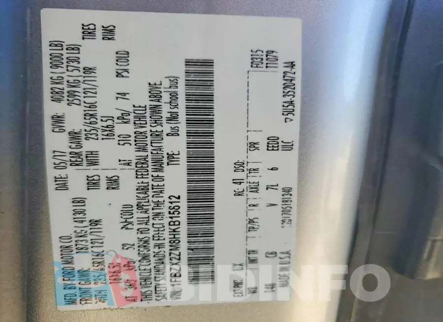 1FBZX2ZM8HKB15812 Photo# 13