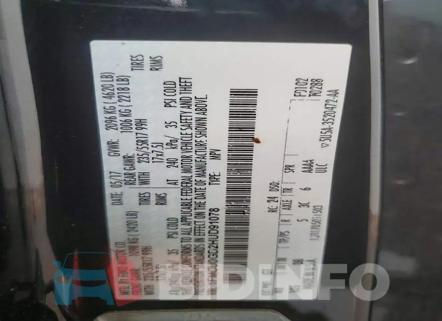 1FMCU0GD2HUD91078 Photo# 13
