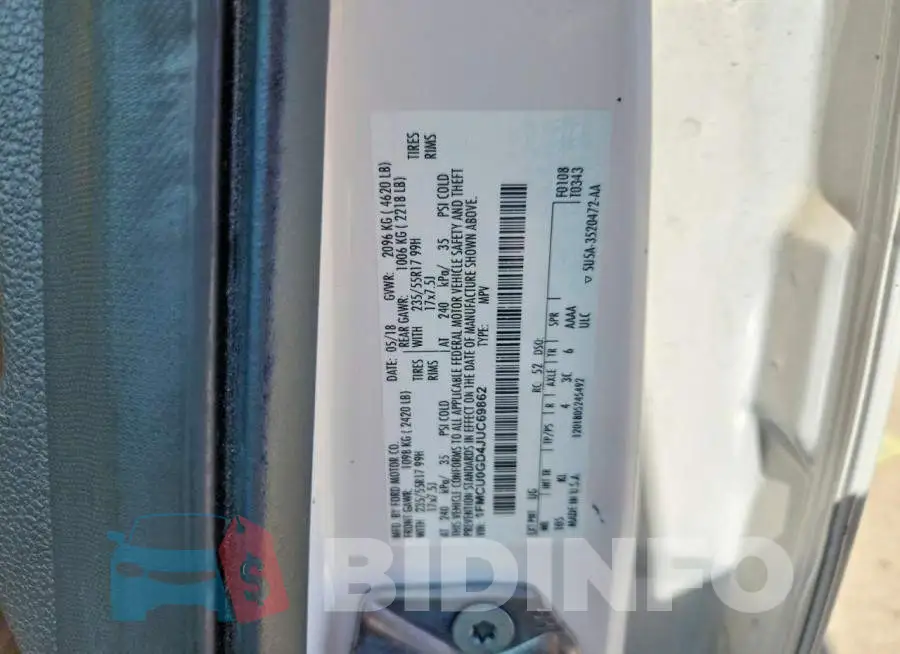 1FMCU0GD4JUC69862 Photo# 12
