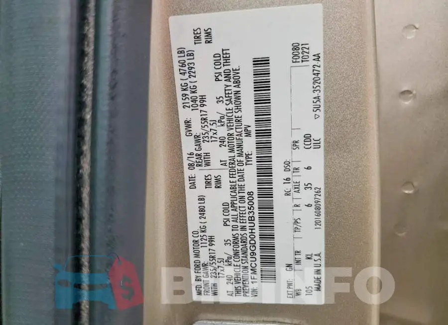 1FMCU9GD0HUB35008 Photo# 14