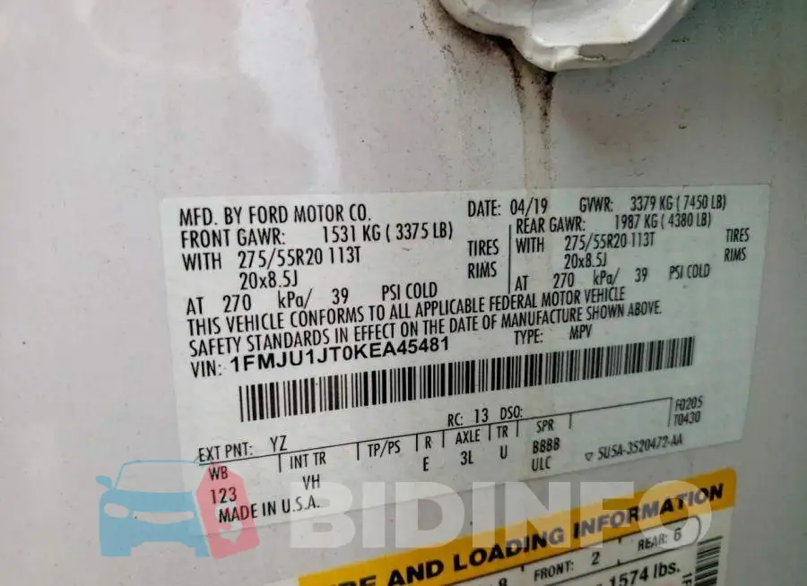 1FMJU1JT0KEA45481 Photo# 13