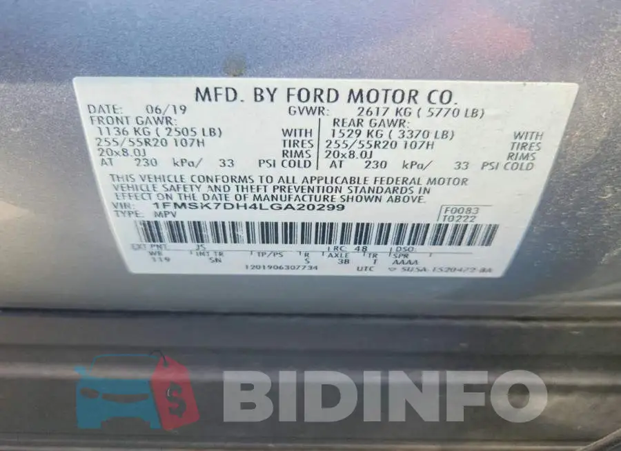 1FMSK7DH4LGA20299 Photo# 13