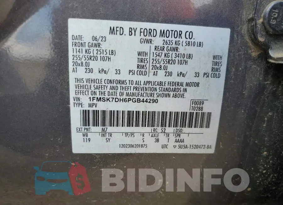 1FMSK7DH6PGB44290 Photo# 13