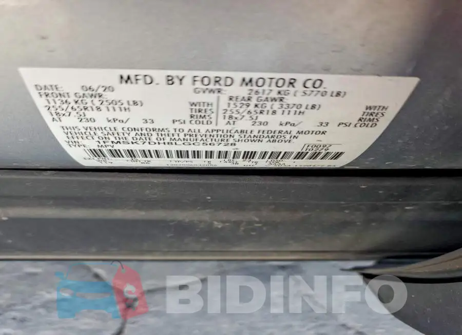 1FMSK7DH8LGC56728 Photo# 13