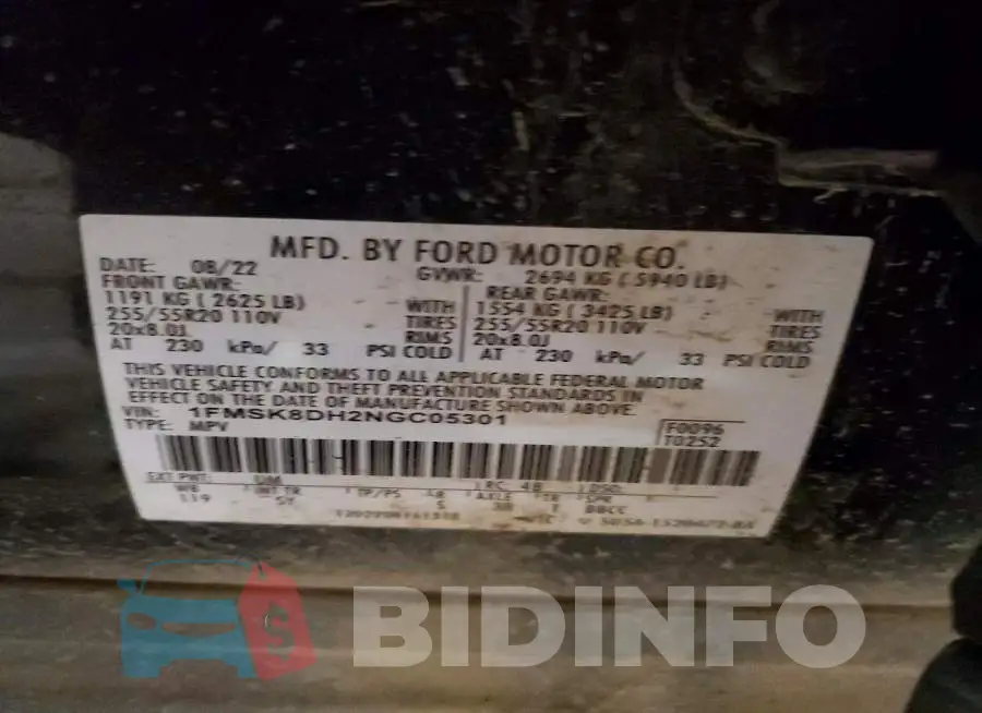 1FMSK8DH2NGC05301 Photo# 13