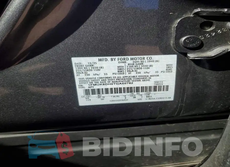 1FMUK8DH0TGA60782 Photo# 13