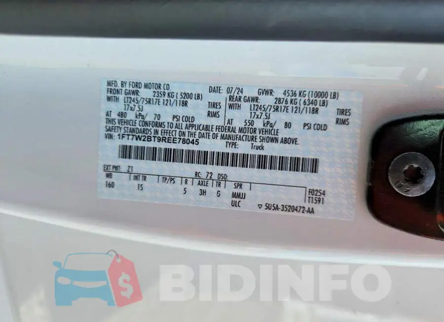 1FT7W2BT9REE78045 Photo# 12