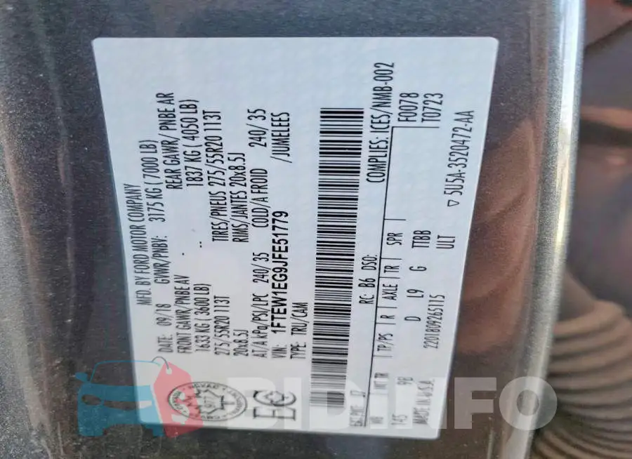 1FTEW1EG9JFE51779 Photo# 12