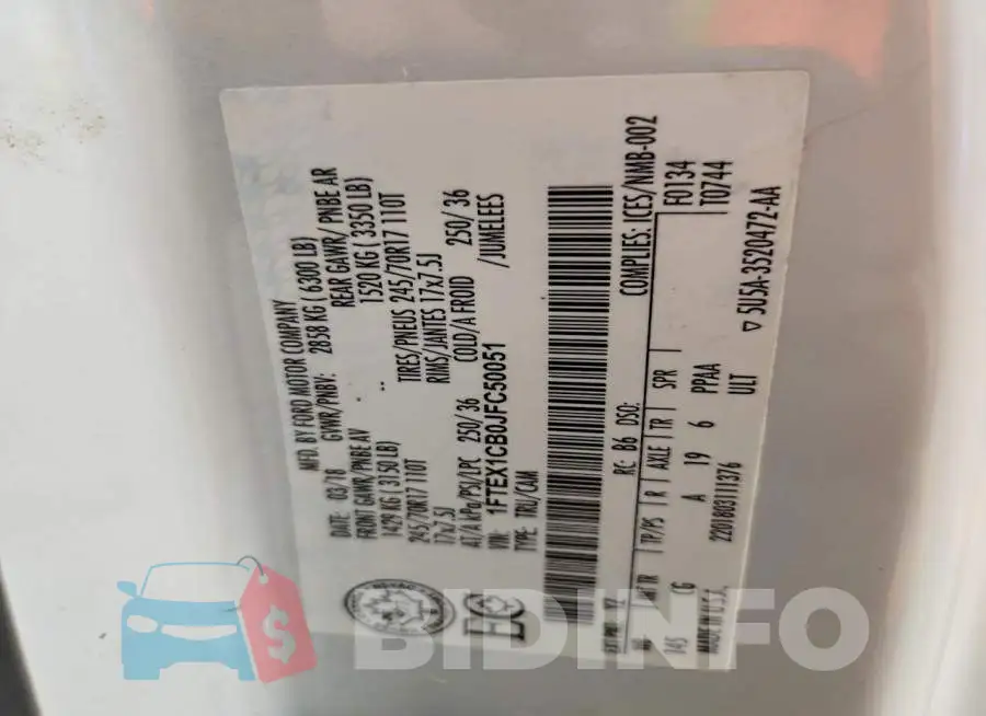 1FTEX1CB0JFC50051 Photo# 12