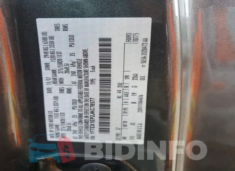 1FTEX1EP2JKC78577 Photo# 12