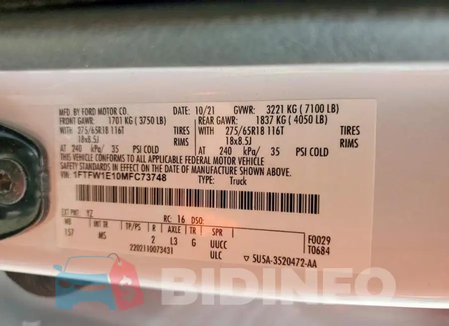 1FTFW1E10MFC73748 Photo# 12