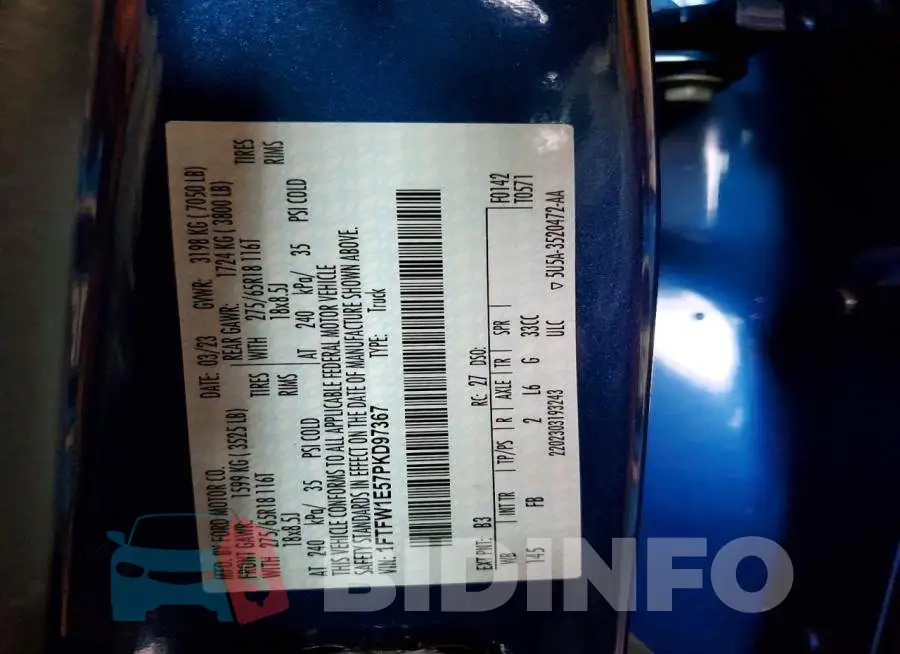 1FTFW1E57PKD97367 Photo# 13