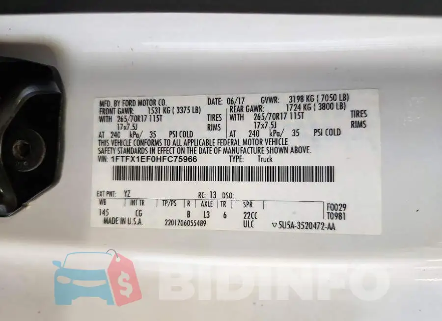 1FTFX1EF0HFC75966 Photo# 12