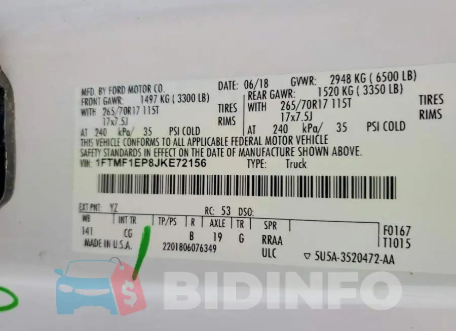 1FTMF1EP8JKE72156 Photo# 13