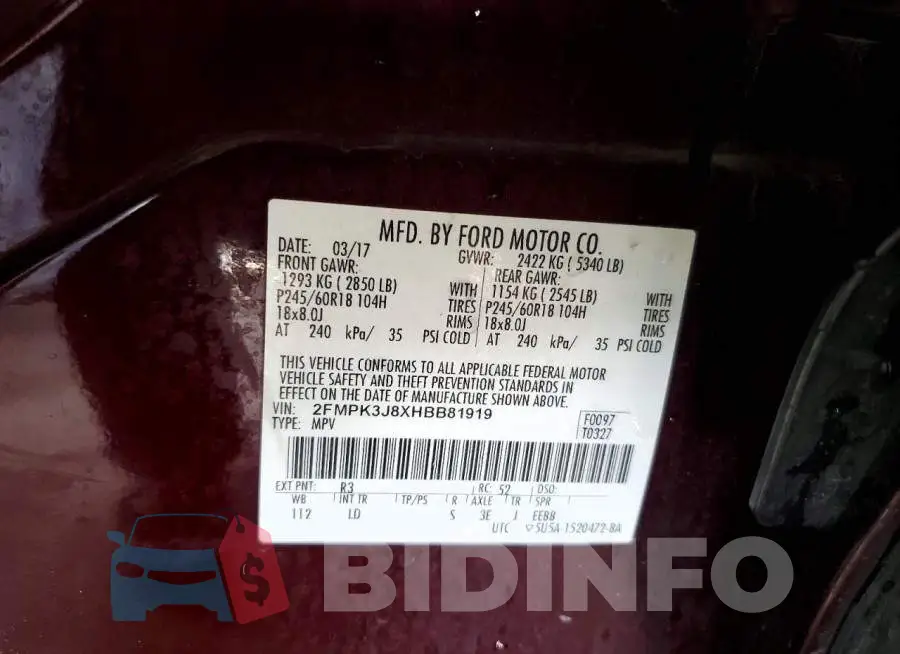 2FMPK3J8XHBB81919 Photo# 13