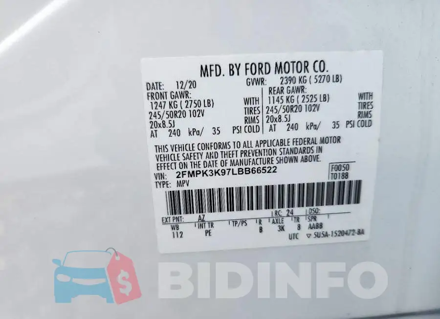 2FMPK3K97LBB66522 Photo# 13