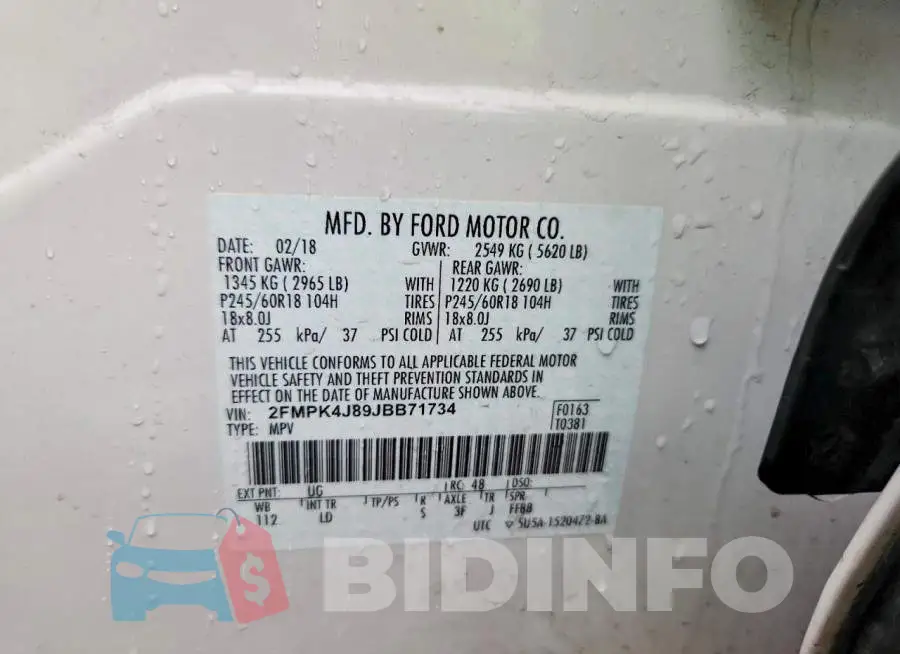 2FMPK4J89JBB71734 Photo# 14