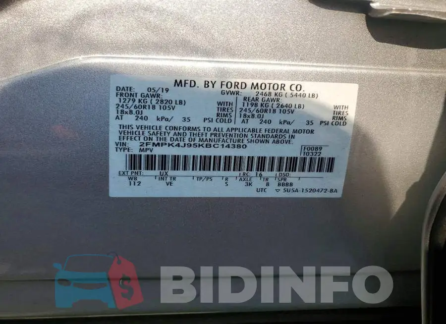 2FMPK4J95KBC14380 Photo# 12