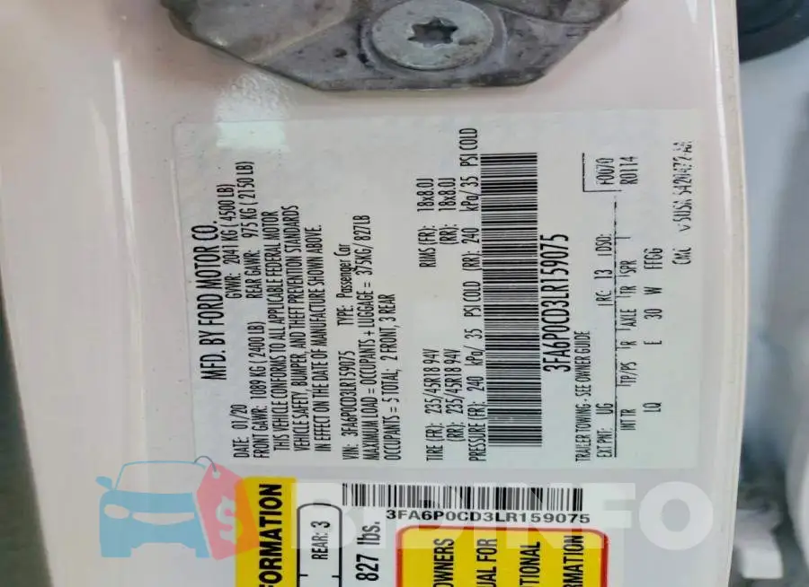 3FA6P0CD3LR159075 Photo# 13