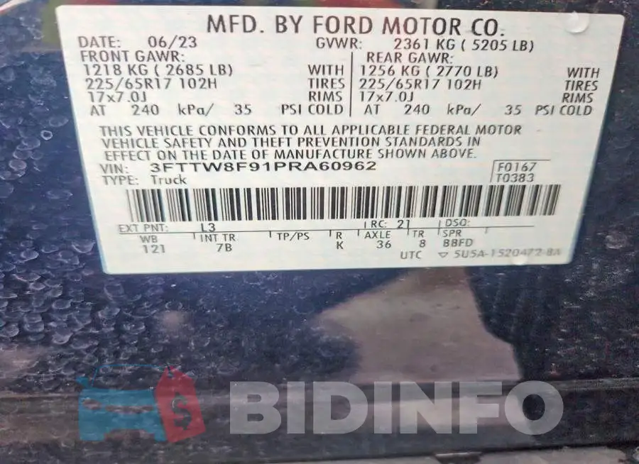 3FTTW8F91PRA60962 Photo# 12