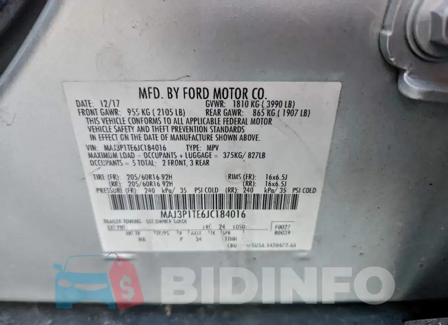 MAJ3P1TE6JC184016 Photo# 13