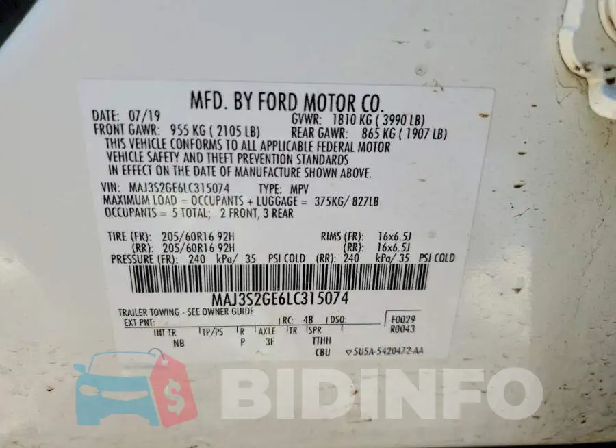 MAJ3S2GE6LC315074 Photo# 14