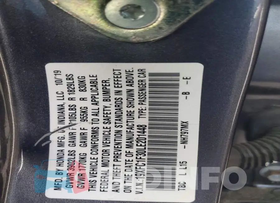 19XFC1F30LE201448 Photo# 12