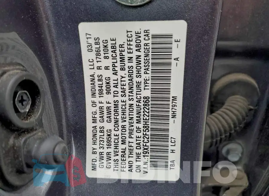 19XFC2F58HE222868 Photo# 12