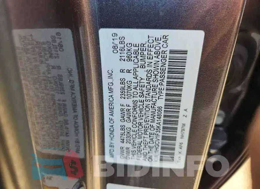 1HGCV1F35KA148066 Photo# 12