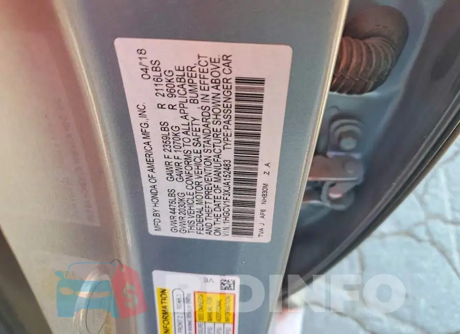1HGCV1F3XJA152483 Photo# 12